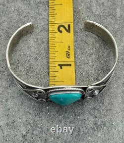 Vintage Native American Navajo Turquoise Ingot silver Bracelet 7 in