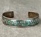 Vintage Native American Navajo Turquoise Inlay HAND TOOLED Sterling Bracelet 30g