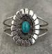Vintage Native American Navajo Turquoise LARGE CONCHO Sterling Silver Bracelet