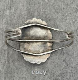 Vintage Native American Navajo Turquoise LARGE CONCHO Sterling Silver Bracelet