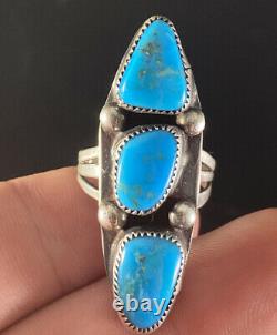 Vintage Native American Navajo Turquoise Multi Stone Ring Size 5.5 Ornate