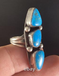 Vintage Native American Navajo Turquoise Multi Stone Ring Size 5.5 Ornate