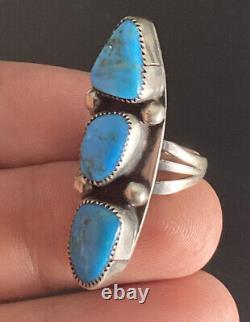 Vintage Native American Navajo Turquoise Multi Stone Ring Size 5.5 Ornate