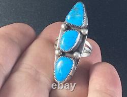 Vintage Native American Navajo Turquoise Multi Stone Ring Size 5.5 Ornate