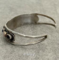 Vintage Native American Navajo Turquoise Multi stone Sterling Bracelet 6.75 in