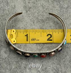 Vintage Native American Navajo Turquoise Multi stone Sterling Bracelet 6.75 in