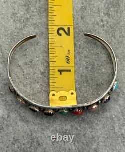 Vintage Native American Navajo Turquoise Multi stone Sterling Bracelet 6.75 in
