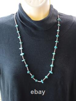 Vintage Native American Navajo Turquoise Nuggets Heishi Beads Shell Necklace 14