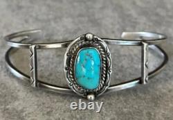 Vintage Native American Navajo Turquoise Pyrite Sterling silver Bracelet SIGNED