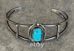 Vintage Native American Navajo Turquoise Pyrite Sterling silver Bracelet SIGNED