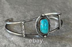 Vintage Native American Navajo Turquoise Pyrite Sterling silver Bracelet SIGNED