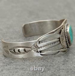 Vintage Native American Navajo Turquoise SPLIT SHANK Sterling Bracelet 6.5 in
