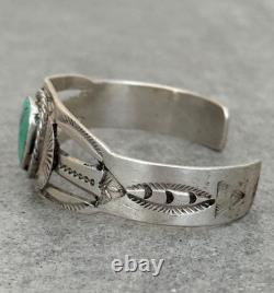 Vintage Native American Navajo Turquoise SPLIT SHANK Sterling Bracelet 6.5 in