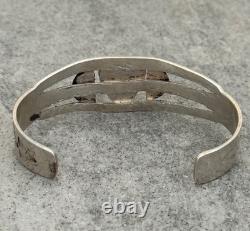 Vintage Native American Navajo Turquoise SPLIT SHANK Sterling Bracelet 6.5 in