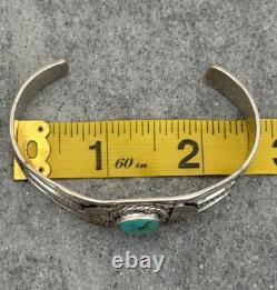 Vintage Native American Navajo Turquoise SPLIT SHANK Sterling Bracelet 6.5 in