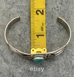 Vintage Native American Navajo Turquoise SPLIT SHANK Sterling Bracelet 6.5 in