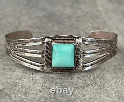 Vintage Native American Navajo Turquoise SQUARE Sterling silver Bracelet Cuff