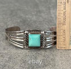 Vintage Native American Navajo Turquoise SQUARE Sterling silver Bracelet Cuff