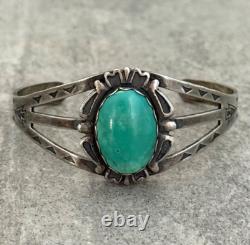 Vintage Native American Navajo Turquoise Split Shank Sterling silver Bracelet