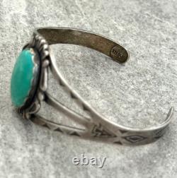 Vintage Native American Navajo Turquoise Split Shank Sterling silver Bracelet