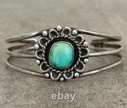 Vintage Native American Navajo Turquoise Sterling Silver Bracelet 6.6 in