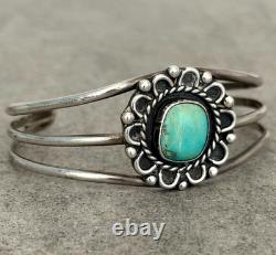 Vintage Native American Navajo Turquoise Sterling Silver Bracelet 6.6 in
