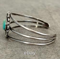 Vintage Native American Navajo Turquoise Sterling Silver Bracelet 6.6 in