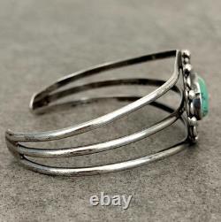 Vintage Native American Navajo Turquoise Sterling Silver Bracelet 6.6 in