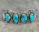 Vintage Native American Navajo Turquoise Sterling silver Blossom Bracelet Signed