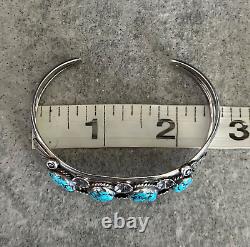 Vintage Native American Navajo Turquoise Sterling silver Blossom Bracelet Signed
