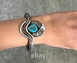 Vintage Native American Navajo Turquoise Sterling silver Bracelet 35+grams