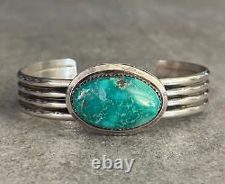 Vintage Native American Navajo Turquoise Sterling silver Bracelet LARGE Signed