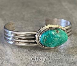 Vintage Native American Navajo Turquoise Sterling silver Bracelet LARGE Signed