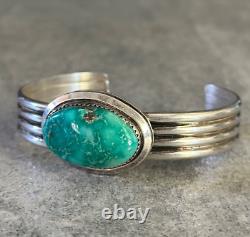 Vintage Native American Navajo Turquoise Sterling silver Bracelet LARGE Signed