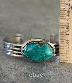 Vintage Native American Navajo Turquoise Sterling silver Bracelet LARGE Signed