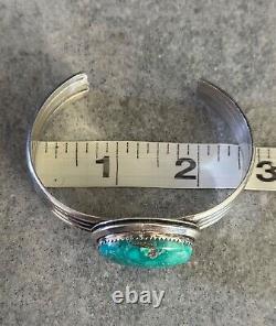 Vintage Native American Navajo Turquoise Sterling silver Bracelet LARGE Signed