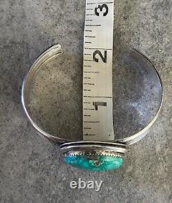 Vintage Native American Navajo Turquoise Sterling silver Bracelet LARGE Signed