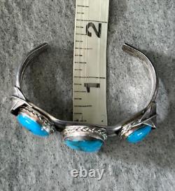 Vintage Native American Navajo Turquoise Sterling silver Bracelet SMALL 33+g