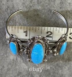 Vintage Native American Navajo Turquoise Sterling silver Bracelet signed