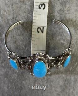 Vintage Native American Navajo Turquoise Sterling silver Bracelet signed