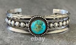 Vintage Native American Navajo Turquoise Sterling silver Cuff Bracelet 37+g