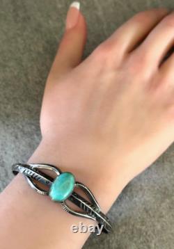 Vintage Native American Navajo Turquoise Sterling silver Knife edge Bracelet