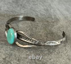 Vintage Native American Navajo Turquoise Sterling silver Knife edge Bracelet