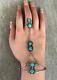 Vintage Native American Navajo Turquoise Sterling silver Slave Bracelet & Ring