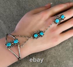 Vintage Native American Navajo Turquoise Sterling silver Slave Bracelet & Ring