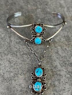 Vintage Native American Navajo Turquoise Sterling silver Slave Bracelet & Ring