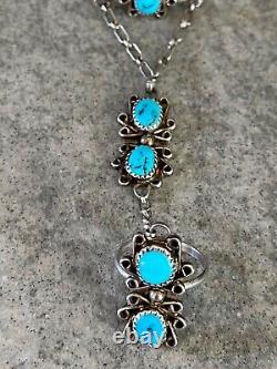 Vintage Native American Navajo Turquoise Sterling silver Slave Bracelet & Ring