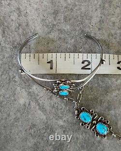 Vintage Native American Navajo Turquoise Sterling silver Slave Bracelet & Ring