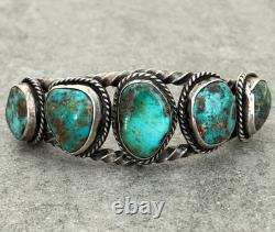 Vintage Native American Navajo Turquoise TWISTED ROPE Sterling Bracelet 6.3 in Vintage Native American Navajo Turquoise TWISTED ROPE Sterling Bracelet 6.3 in