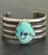 Vintage Native American Navajo Turquoise WIDE Sterling Bracelet 66+g 6.5 in